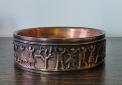 Percz János modernista  iparművészeti réz hamuzó, hamutartó, dísztárgy, ötvösmunka