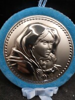 Arde 925 sterling ezüst, Mária és a kis Jézus plakett Olasz,10cm-es.4074b