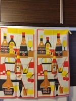 Régi -retró/Ital reklám vászon terítő 84*82 cm. Whisky,Cognak,Halb....