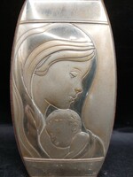 925 sterling ezüst, Mária és a kis Jézus plakett Olasz,8x14cm-es.4075b