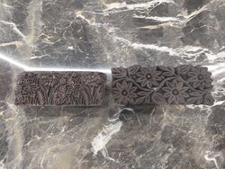 Antik, fa sorminta nyomó, kék festő nyomódúc