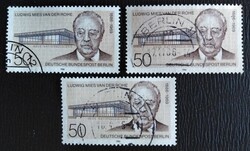 BB753ptétel3 / Németország - Berlin 1986 Ludwig Mies van der Rohe – építész bélyeg pecsételt 3 db-s