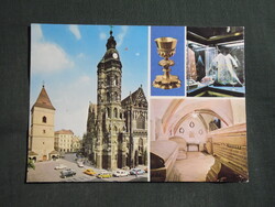 Képeslap,Szlovákia,Košice,Kassa,Szent Erzsébet-dóm,templom látkép,részlet,1970-
