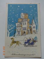 Régi grafikus karácsonyi képeslap - B. Lazetzky Stella rajz