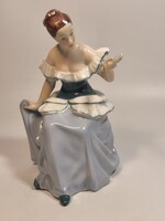 Ritka Royal Dux porcelán figura fèsülködő nő. Jelzett!15,5cm TP14