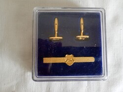 Magyar Honvédség Tiszti aranyozott mandzsetta gomb és nyakkendőtű Pénzverde