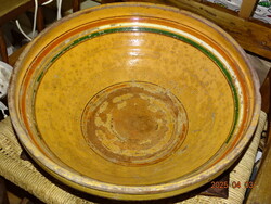 ANTIK NAGYMÉRETŰ CSERÉPTÁL LAKODALMAS TÁL MAGYAR NEMZET TRIKOLÓR DÍSZÍTÉSSEL 44.5 CM !!!