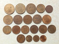 Jugoszlávia 20 db Különböző Érme 5,10,20,50 Para 1965-1990