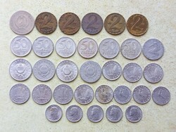 Magyarország 33 db Különböző Érme 5,10,20,50 Fillér 1,2 Forint 1948-1991