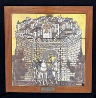 Kézzel festett emléktábla  , Tito tiszteletére 1977.