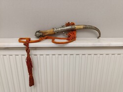 Antik Jambiya arab Szíria Marokkó berber tőr fém rátétes réz csont nyeles kés fegyver 240 5384