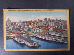 Régi  képeslap USA Downtown San Francisco from Oakland Bay Bridge