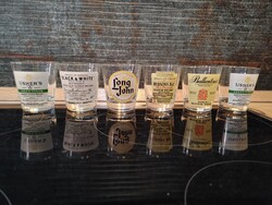 Retro, régi whisky's üveg pohár ( 6 db. )