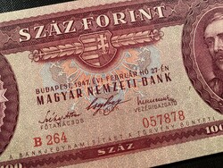 *** EF  Egyszer hajtott KIVÁLÓ állapotú 1947-es 100 forint ***
