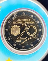 Andorra 2 eurós emlékérme (2014) – Az Európa Tanács. BU!  Ritkaság