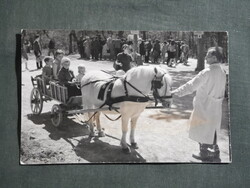 Postcard, Pécs, Mecsek, Amusement park, fishing game, pony cart view, detail, 1960-
