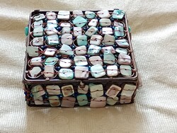 Hollóházi Pearl Metal Trinket Box Jewelry Box 11x11x4cm Vintage