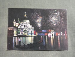 Képeslap,Olaszország,Venezia,Velence,Chiesa della Salute bazilika,Gondola látkép,részlet,1970-