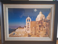 PAPP GÁBOR : Santorini olaj fa festménye