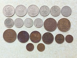 Szovjetunió 20 db Különböző Érme 1,2,3,5,10,15,20 Kopek Kopejka 1961-1990