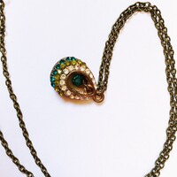 Bronz keretes színes kövekkel kirakott csepp medálos nyaklánc