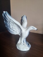 Elegáns, Kék-Fehér Porcelán/Kerámia Díszmadár Figura