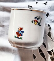 Régi, Piroska és a farkas, ritka porcelán mesebögre