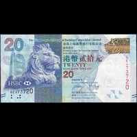 Hong Kong 20 Dollars 2010 P-291 The Hongkong and Shanghai Banking Corporation UNC