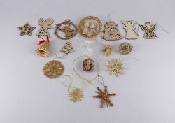 1X489 Régi fából és szalmából készült karácsonyfadísz csomag 16 darab