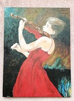 Magyar kortárs képzőművész festménye. Cserna Tamás: Virtuóz