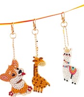 Gyémántgyöngy kulcstartó szett (3 db) –Láma, kutyus, zsiráf