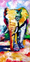 Walking majestic elephant - acrylic painting / walking majestic elephant - acrylic painting