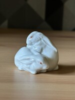 Herendi mini nyuszi pár , 1940 - gyűjtői porcelán figura