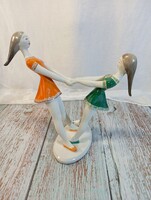 Retró hollóházi táncoló lányok figura