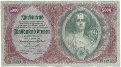 5000 korona kronen 1922 Ausztria Magyarország eredeti állapot 1.