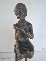 Art Deco vintage bronze-patinated sculpture female figure – D.H. Chiparus signed