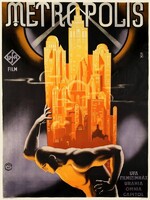 Metropolis mozifilm plakát 1927 Bottlik József reprint régi art deco vintage poszter Fritz Lang