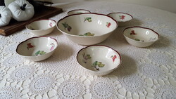 Gyümölcsmintás porcelán kompótos készlet