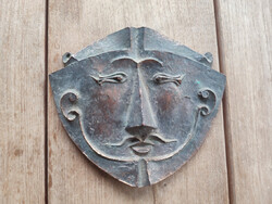 Retro maszk falidísz bronz