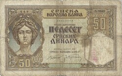 50 dinár 1941 Szerbia
