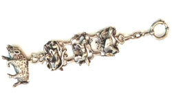 Antique Silver Hunting Pocket Watch Chain with Boar, Pheasant, Fox, Dog