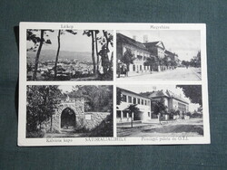 Képeslap,Sátoraljaújhely,megyeháza,kálvária kapu,pénzügyi palota látkép,részlet,R. S. Bp. kiad,1940-