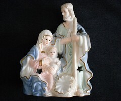 Szent család , Betlehem , festett porcelán mécsestartó , Karácsony , dekoráció 14x7,5x18,5 cm doboz