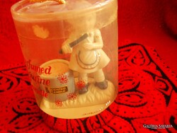 RÉGI FURULYÁS KISLEÁNY GYERTYATARTÓVAL, GYERTYÁVAL  MÉRET:MAGASSÁG:14 CM, ALJA HOSSZA:10 CM NEM JELZ