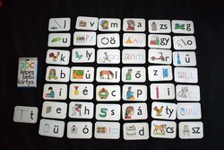 ABC képes betű kártya játék , szocialista magyar időkből csillagos címer .