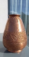 NAGYMÉRETŰ! SCHIMA BANDI ART DECO VÖRÖSRÉZ VÁZA