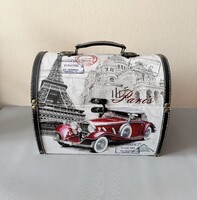 Vintage hatású fa tároló doboz/táska