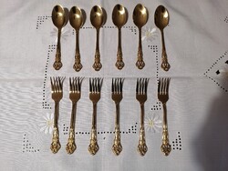 Rozsdamentes 6 db teáskanál, 6 db desszertes villa