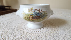 Oroszlánfejes,vadállat motívumos porcelán leveses csésze,szószos tálka