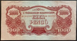 A Vöröshadsereg Parancsnoksága 1000 Pengő OA SOROZAT RITKA 1944 P-M9 XF